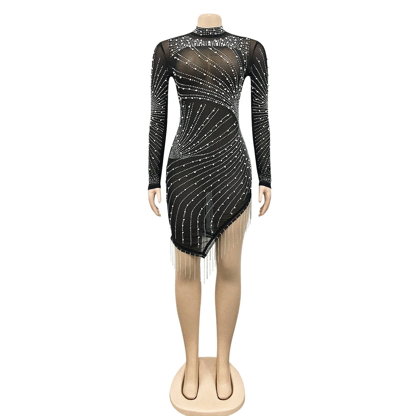 QUEEN | DIAMANTÉ MESH KLEID